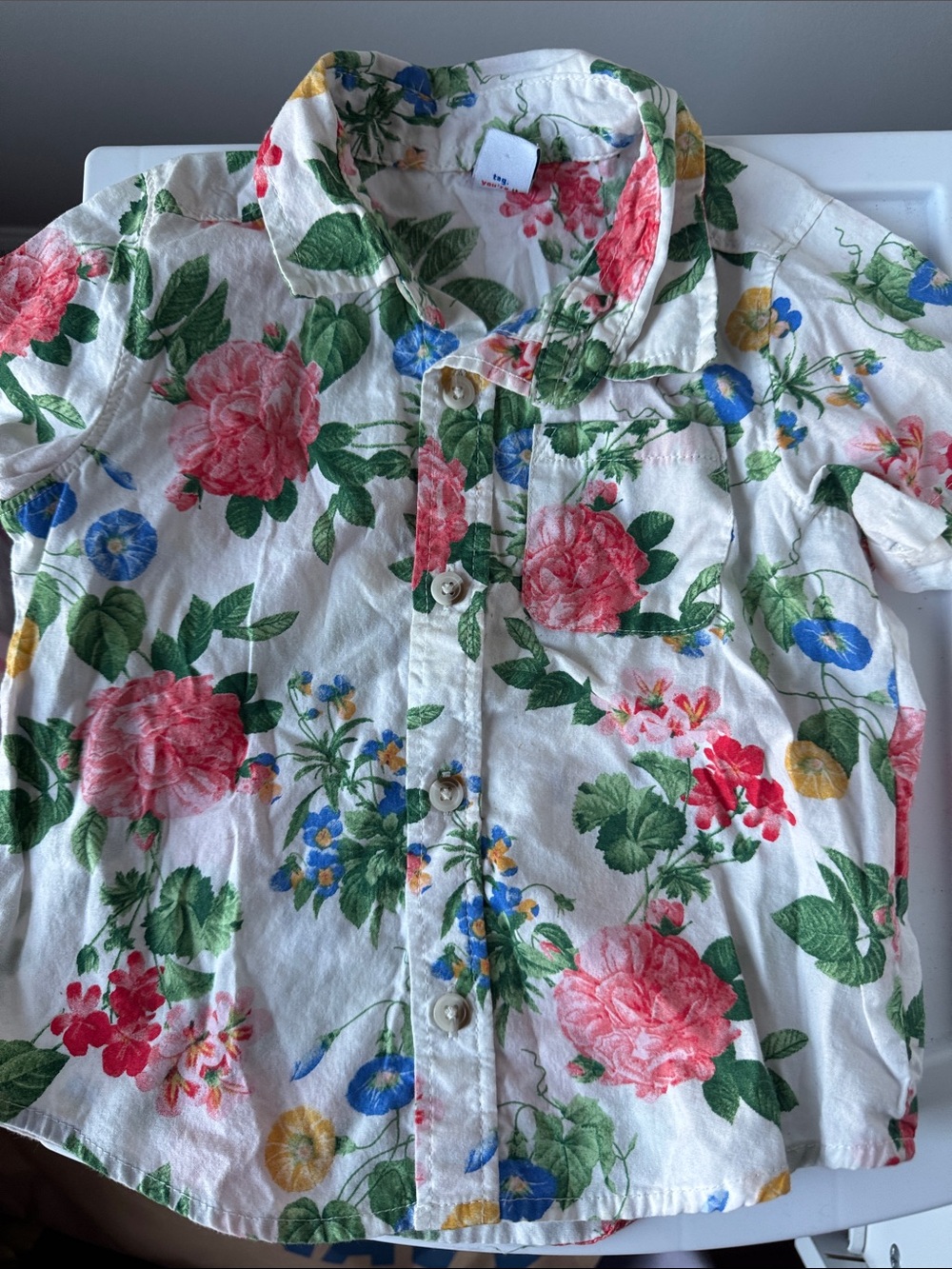 Old Navy White Floral Button-Down Shirt for Kids